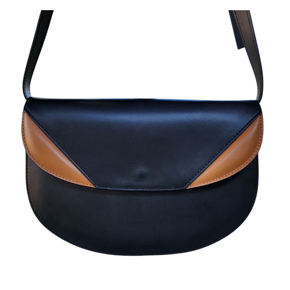 Valentina Fiore Italian Leather Saddle Crossbody Bag - Picture 2 of 11